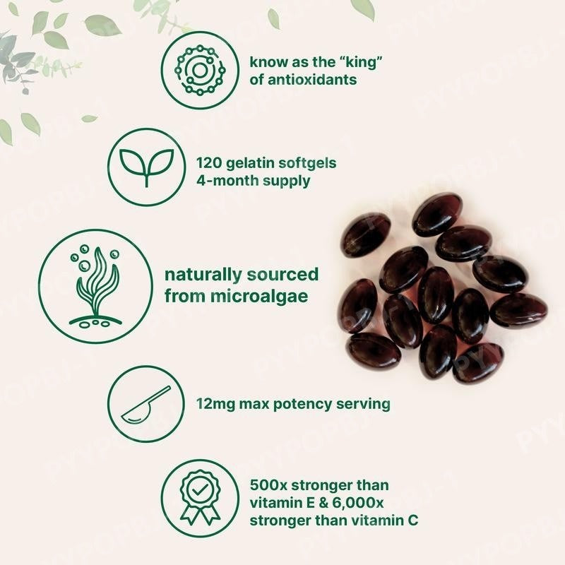 Pure Astaxanthin 2.0 Softgels 12mg | Renew Inside Out + Glow effortlessly