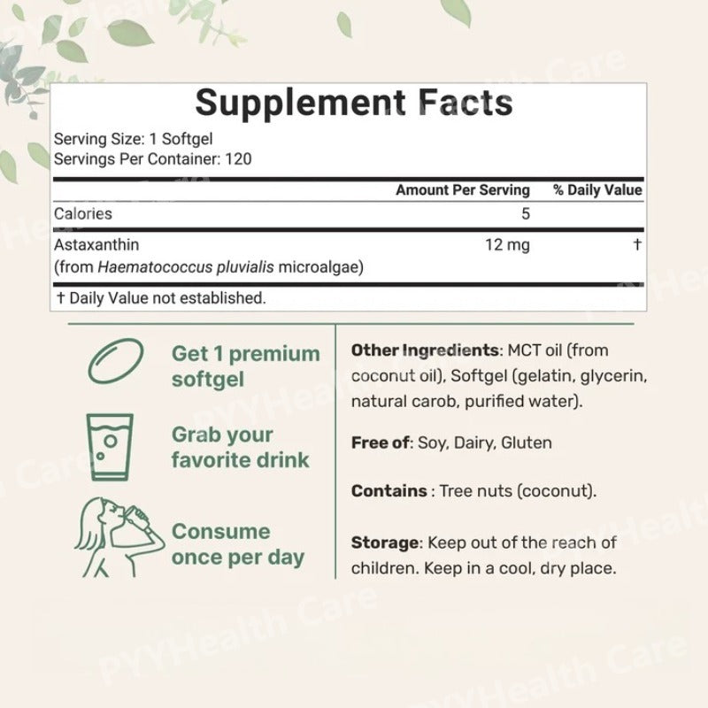 Pure Astaxanthin 2.0 Softgels 12mg | Renew Inside Out + Glow effortlessly
